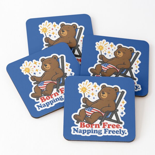 Item preview, Born Free Napping Freely Bear 4th of July Funny Design designed and sold by BooDesignStudio.