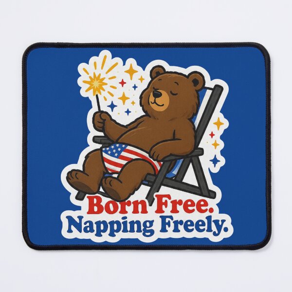 Item preview, Born Free Napping Freely Bear 4th of July Funny Design designed and sold by BooDesignStudio.