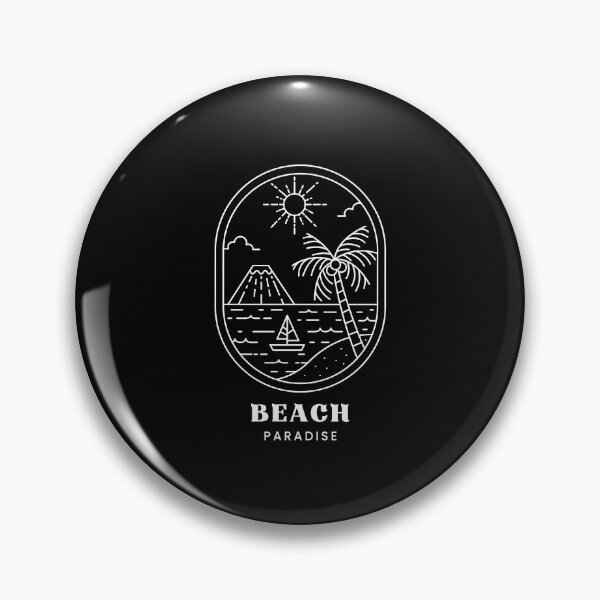 Item preview, Beach Paradise Retro Line Art Palm Tree Ocean Badge designed and sold by THE_OPULENCE.