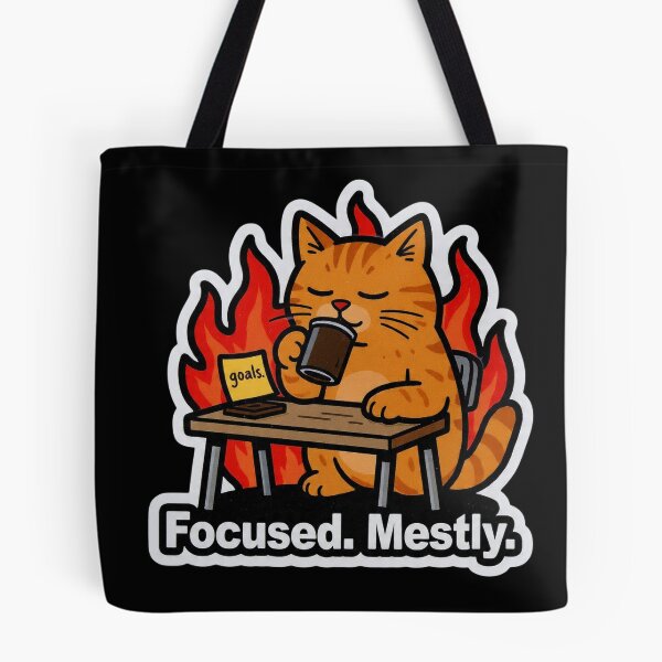 Item preview, Focused Mostly Cat On Fire Goals Funny Design designed and sold by BooDesignStudio.