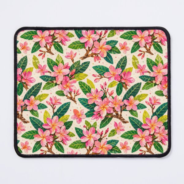Item preview, Pink Plumeria Tropical Seamless Pattern, Floral Collage Botanical Print, Exotic Frangipani Flower Design designed and sold by SWSandraWechner.