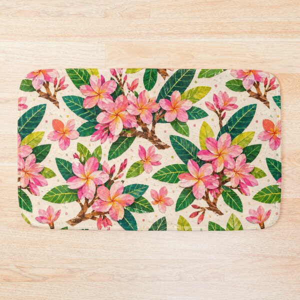 Item preview, Pink Plumeria Tropical Seamless Pattern, Floral Collage Botanical Print, Exotic Frangipani Flower Design  designed and sold by SWSandraWechner.