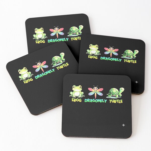 Item preview, Frog Dragonfly Turtle Cute Nature Animal Trio Design designed and sold by MiALopezArt.