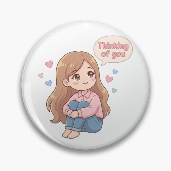 Item preview, Cute Thinking of You Girl Sticker | Kawaii Love Cartoon Design | Digital Product designed and sold by morning sun.