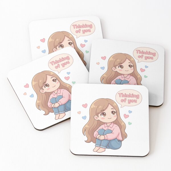 Item preview, Cute Thinking of You Girl Sticker | Kawaii Love Cartoon Design | Digital Product designed and sold by morning sun.