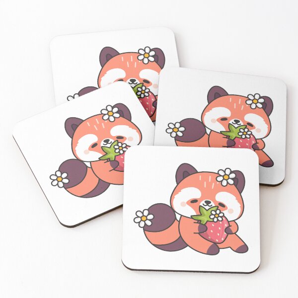 Item preview, Cute Kawaii Red Panda with Strawberry designed and sold by debbiebento.