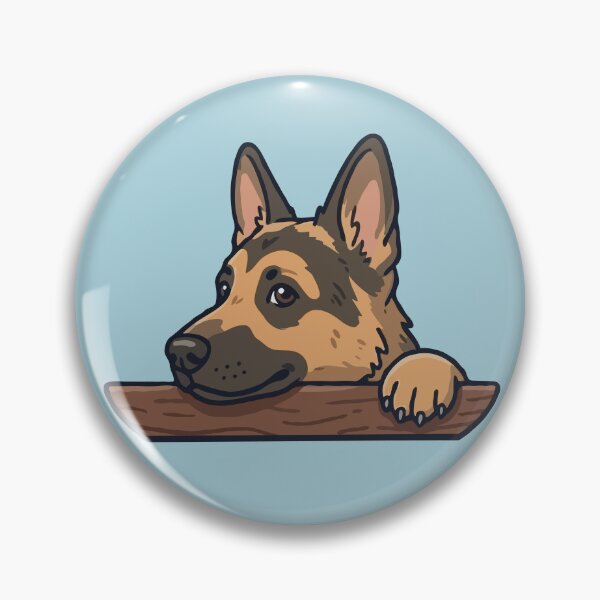 Item preview, German Shepherd Peeking Over Fence designed and sold by Gkinoki.