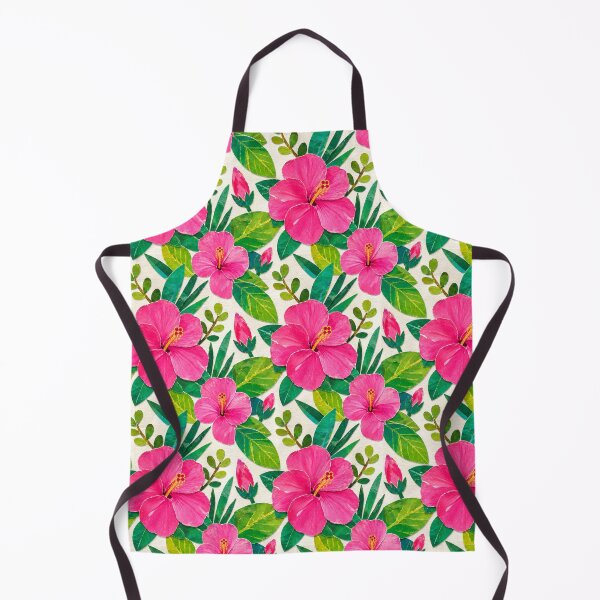 Item preview, Tropical Pink Hibiscus Seamless Pattern, Colorful Floral Collage, Botanical Summer Flower Repeat Print designed and sold by SWSandraWechner.