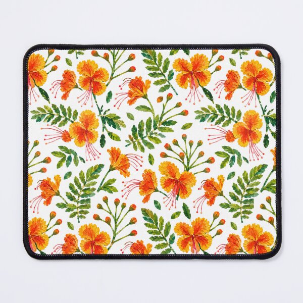 Item preview, Tropical Orange Peacock Flower Seamless Pattern, Vibrant Botanical Collage, Exotic Floral Repeat Print for Nature Lovers designed and sold by SWSandraWechner.