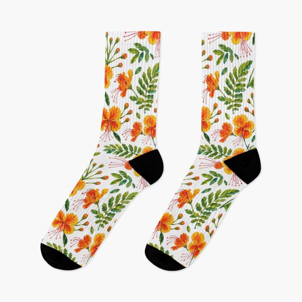 Item preview, Tropical Orange Peacock Flower Seamless Pattern, Vibrant Botanical Collage, Exotic Floral Repeat Print for Nature Lovers designed and sold by SWSandraWechner.