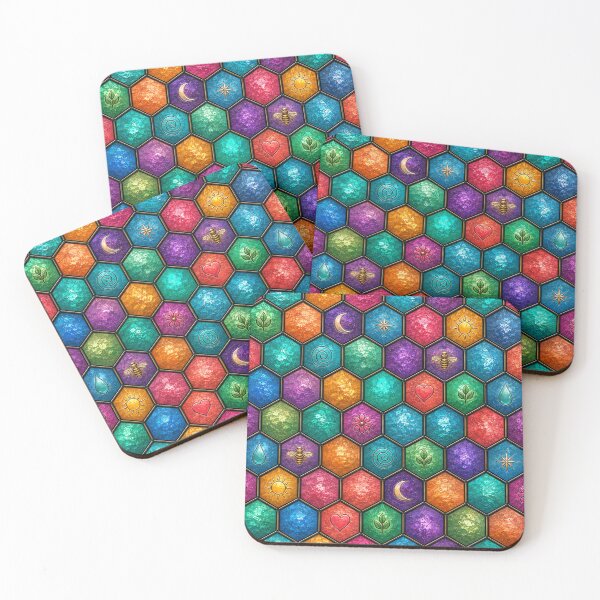 Item preview, Colorful Stained Glass Honeycomb Icons designed and sold by Dresut.