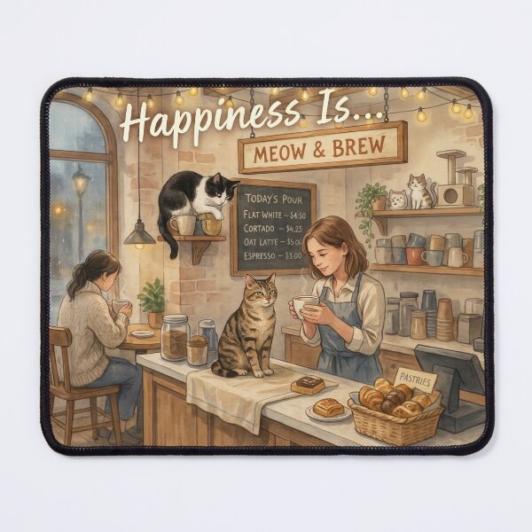 Item preview, Happiness Is... Meow & Brew designed and sold by GetNoticed.