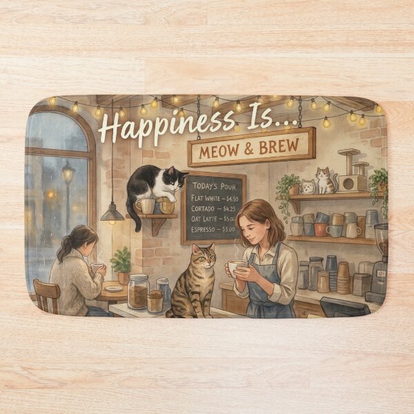 Item preview, Happiness Is... Meow & Brew designed and sold by GetNoticed.