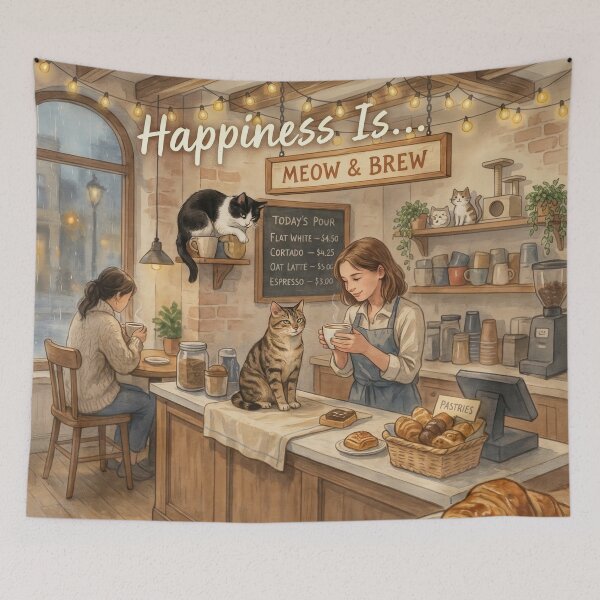 Item preview, Happiness Is... Meow & Brew designed and sold by GetNoticed.