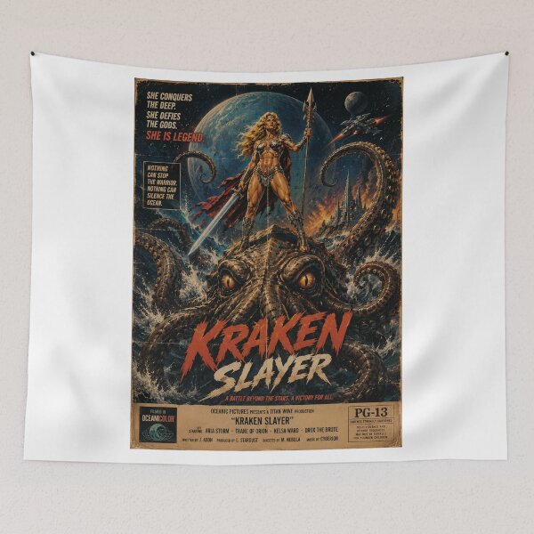 Item preview, Kraken Hunter Epic Sci-Fi Poster designed and sold by JonelleTshirts.