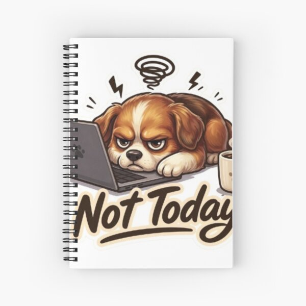 Item preview, Not Today Angry Dog – Funny Overworked Puppy Laptop & Coffee Cartoon designed and sold by Northern Glow Art.