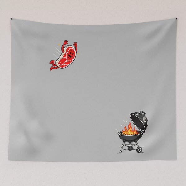 Item preview, Steak Dive Funny Flying Steak BBQ Grilling Cartoon Humor Art designed and sold by mjohnson9.