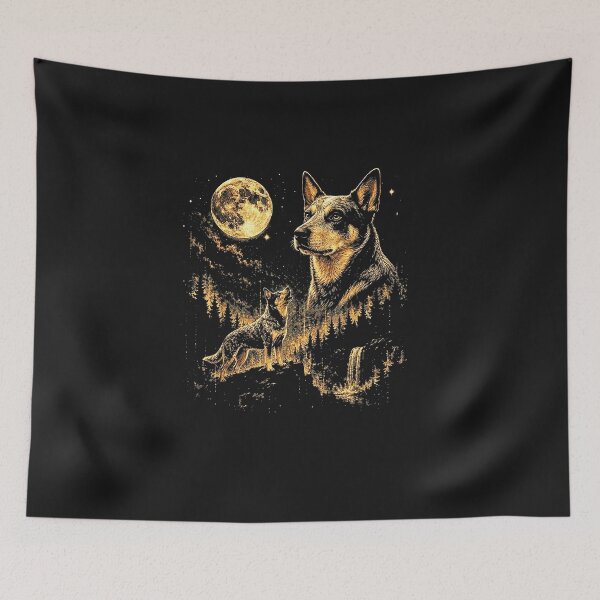 Item preview, Australian Cattle Howling to The Moon Meme Animal Graphic designed and sold by FrankIsabel.