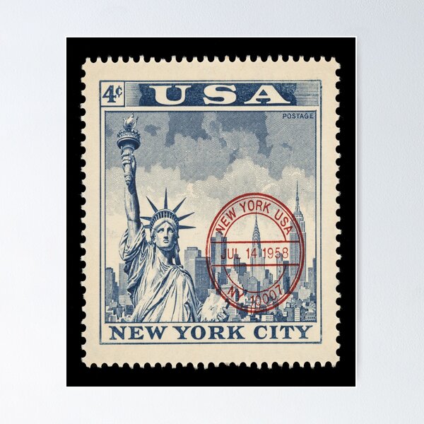Item preview, New York City Vintage Postage Stamp Retro Travel Sticker designed and sold by stickercuffs.