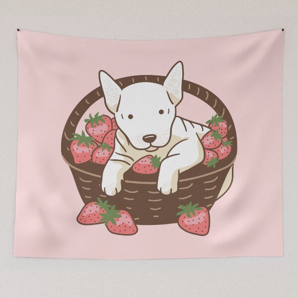 Item preview, Bull Terrier and Strawberries designed and sold by Wlaurence.