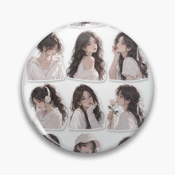 Item preview, ​Aesthetic Anime Girl Sticker Sheet - Soft Coquette & Lo-Fi Vibes designed and sold by KeerthiCuteFind.