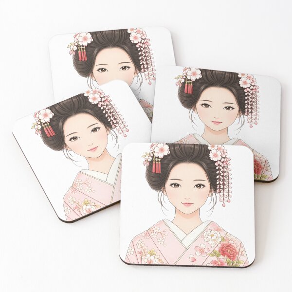 Item preview, Sakura Maiko Portrait – Traditional Japanese Kimono Beauty Illustration designed and sold by vekotpu.