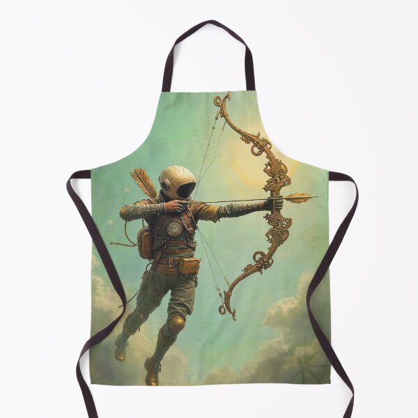 Item preview, Zodiac Sign - Sagittarius as Steampunk Astronaut Archer Aiming Ornate Golden Bow in Dreamy Sky With Compass Motifs designed and sold by LisaMise.