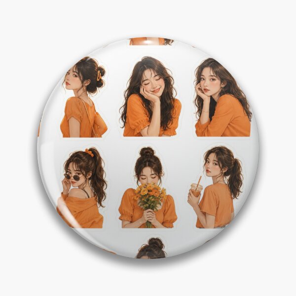 Item preview, Aesthetic Orange Anime Girl Sticker Sheet - Warm Cottagecore & Fall Vibes designed and sold by KeerthiCuteFind.