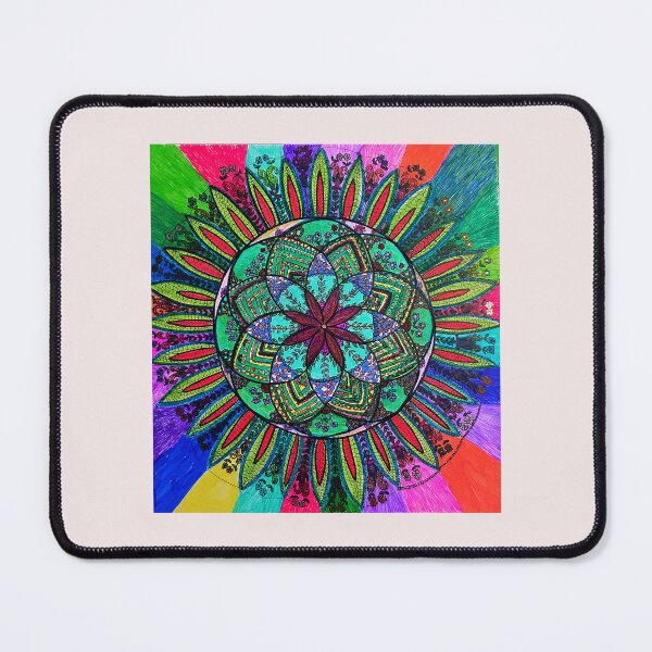 Item preview, Radiant Bloom Mandala – Rainbow Floral Meditation Art designed and sold by Selena.m.studio.