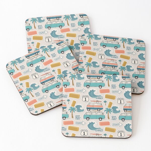 Item preview, Retro Surf Van and Beach Vibes Pattern iPhone Case designed and sold by FestivityFinds.