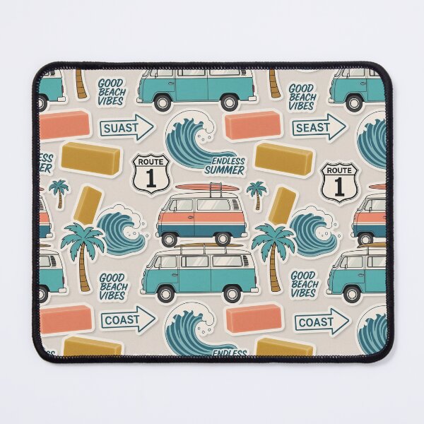 Item preview, Retro Surf Van and Beach Vibes Pattern iPhone Case designed and sold by FestivityFinds.