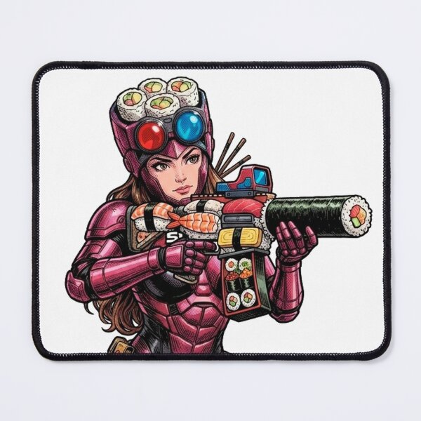 Item preview, SUSHI MASK WOMAN NEO: Pink Metallic Ultimate Warrior designed and sold by Japan Cyberpunk Universe & Surreal Characters.