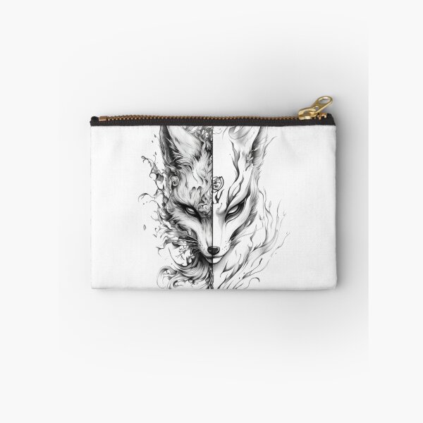 Item preview, Duality Kitsune Spirit Mask | Yin Yang Fox Yokai Ink Art | Japanese Fantasy Tattoo Design designed and sold by Dyan4.