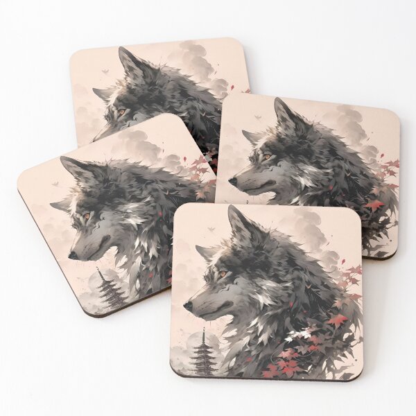 Item preview, Japanese Wolf Spirit Art | Autumn Sakura Wolf | Ukiyo-e Inspired Fantasy Tattoo Design designed and sold by Dyan4.