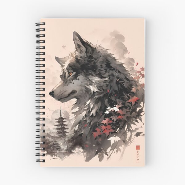 Item preview, Japanese Wolf Spirit Art | Autumn Sakura Wolf | Ukiyo-e Inspired Fantasy Tattoo Design designed and sold by Dyan4.