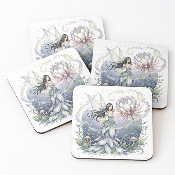 Item preview, Moonblossom Fairy of the Enchanted Lotus Grove – Whimsical Watercolor Fantasy Art designed and sold by Dream Bloom Gallery.