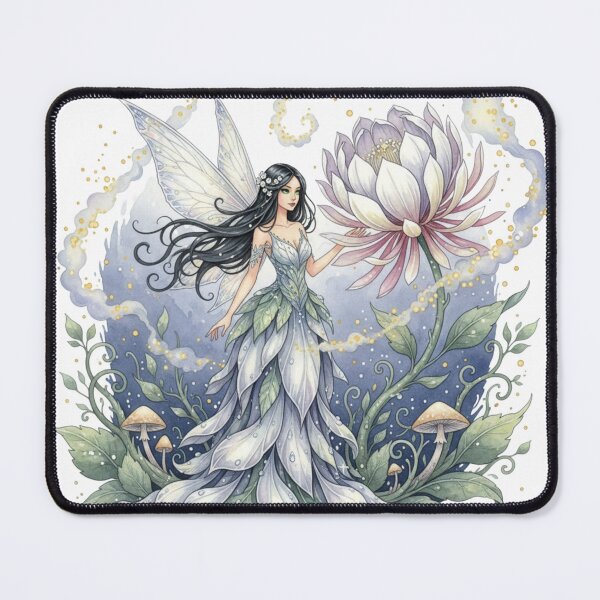 Item preview, Moonblossom Fairy of the Enchanted Lotus Grove – Whimsical Watercolor Fantasy Art designed and sold by Oonward2021.