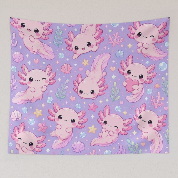 Item preview, Kawaii Pink Axolotl Pattern – Cute Pastel Axolotl Aesthetic Phone Case & Sticker Design designed and sold by RJACreative.