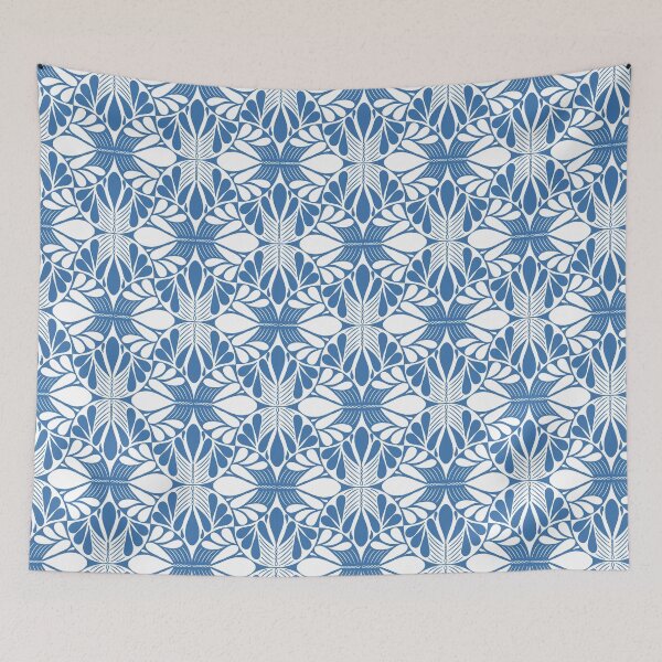 Item preview, Monochrome Folk Art Blue Pattern designed and sold by Pinecone Place.