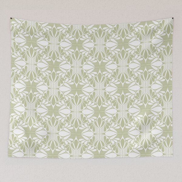 Item preview, Monochrome Folk Art Green Pattern designed and sold by Pinecone Place.