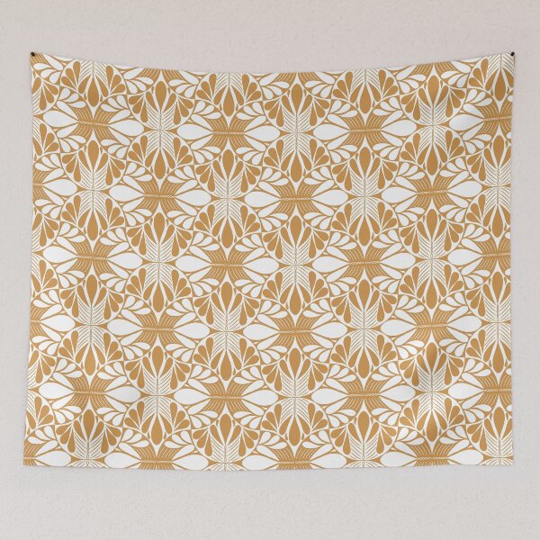 Item preview, Monochrome Folk Art Gold Pattern designed and sold by Pinecone Place.