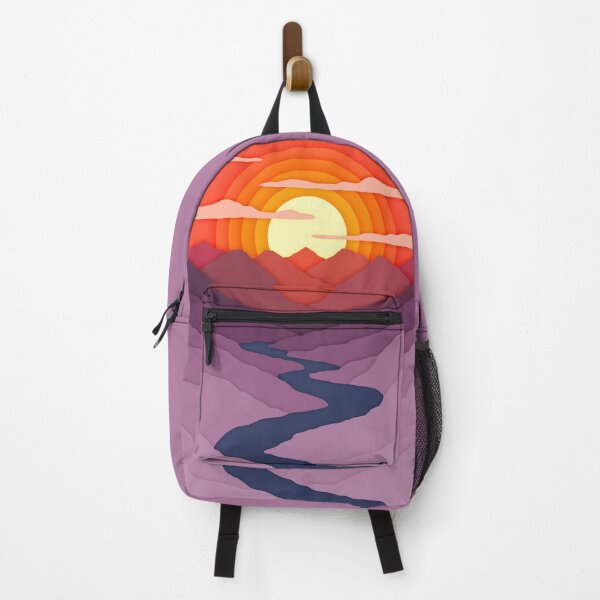 Item preview, Sunset Mountain River Landscape – paper art designed and sold by BlackthornDsign.