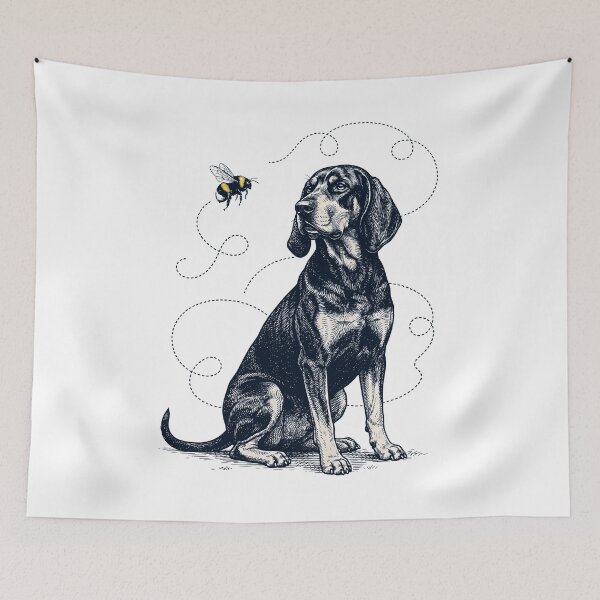 Item preview, Black and Tan Coonhound Bumble Bee Honeybee Dog Lover designed and sold by Kimberley King Art  King Art.