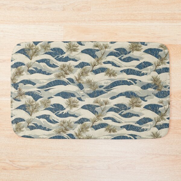 Item preview, Japanese Ocean Waves and Pine Branches Seamless Pattern Desk Mat designed and sold by FestivityFinds.