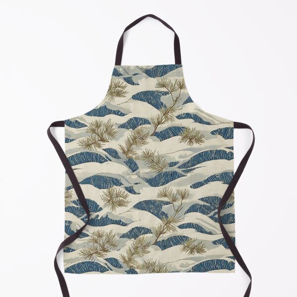Item preview, Japanese Ocean Waves and Pine Branches Seamless Pattern Desk Mat designed and sold by FestivityFinds.