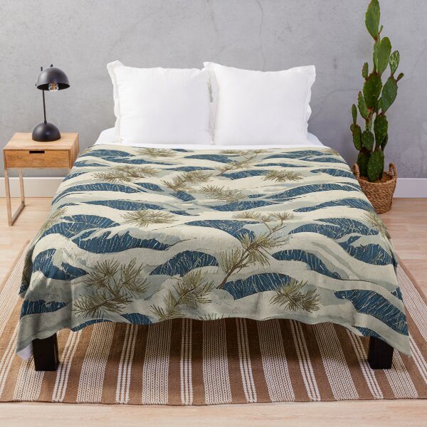 Item preview, Japanese Ocean Waves and Pine Branches Seamless Pattern Desk Mat designed and sold by FestivityFinds.