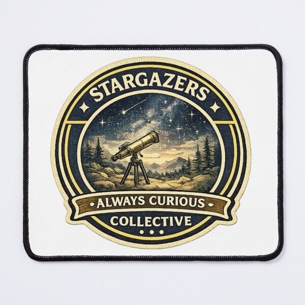Item preview, Stargazers Collective Sticker | Always Curious Badge | Astronomy Lover Design | Telescope & Stars Emblem designed and sold by MrDev.