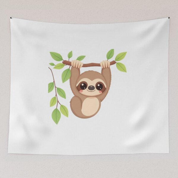 Item preview, Cute Baby Sloth Hanging Kawaii Cartoon Art designed and sold by Higherclothing.