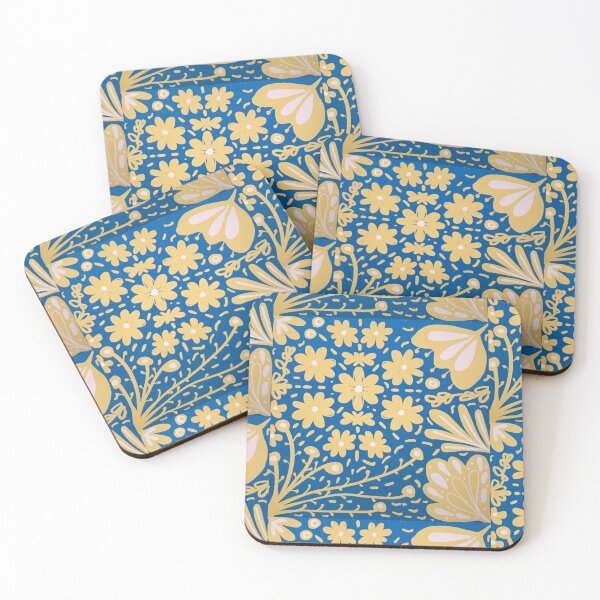 Item preview, Sweet And Simple Folk Art Floral Yellow On Teal. designed and sold by SalsySafrano.