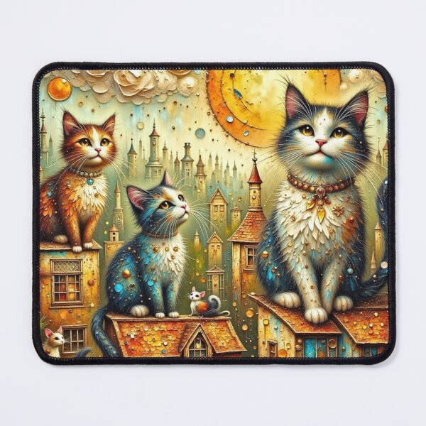 Item preview, Cats on a Roof Artwork || Playful Cat Design for Cat Lovers designed and sold by Beyond The Canvas.